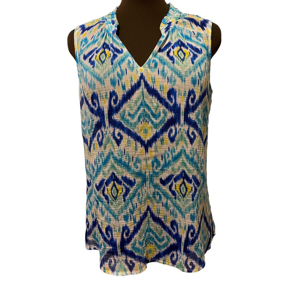 Tommy Bahama s blue sleeveless blouse guaze top shirt thin